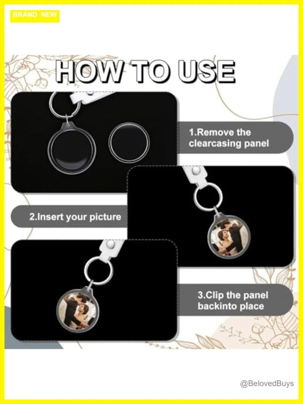 PU Leather Acrylic Photo Keychain DIY Double-Sided Reversible